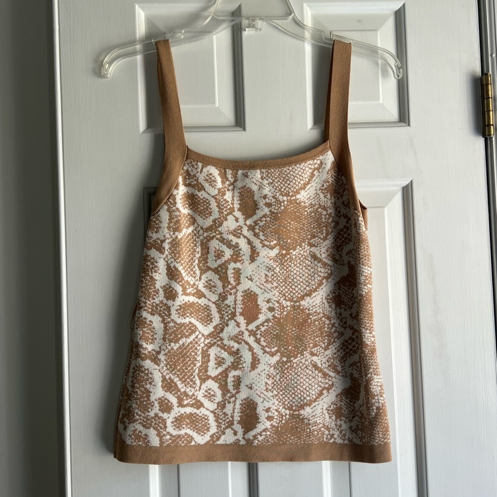 Tan and White Snake Print Tank Top